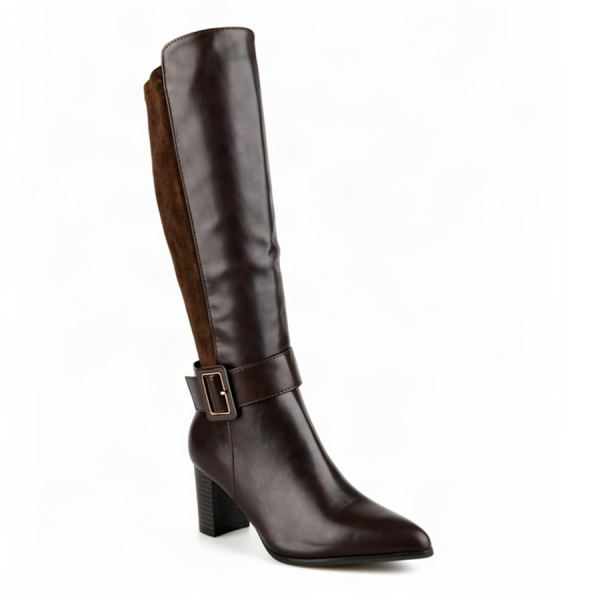 cizme damă piele ecologică/textil maro 0162506