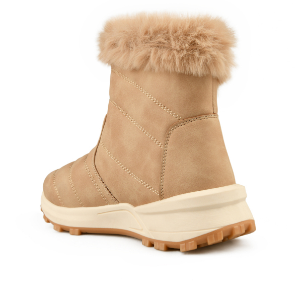 botine damă piele ecologică/textil maro deschis 0162297