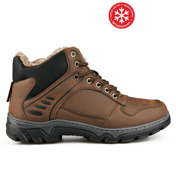 men's boots synthetic leather brown