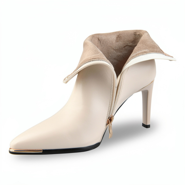 botine damă piele ecologică alb murdar 0162060