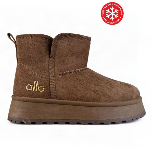 botine damă textil maro deschis