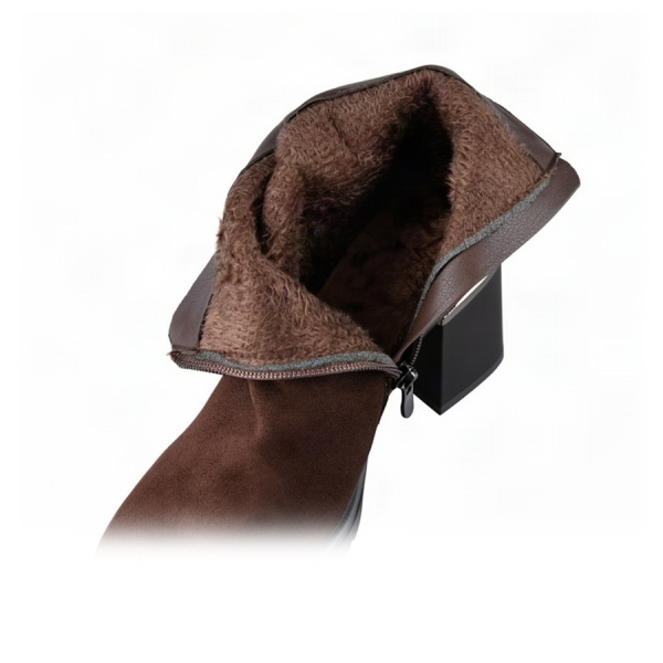 botine damă piele ecologică/textil maro 0162489