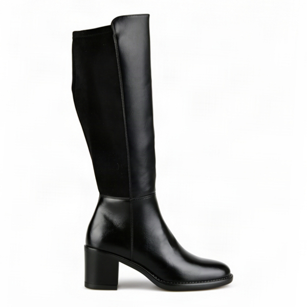 cizme damă piele ecologică/textil negru