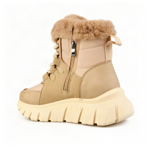lady's boots synthetic leather/textile light brown 0163382