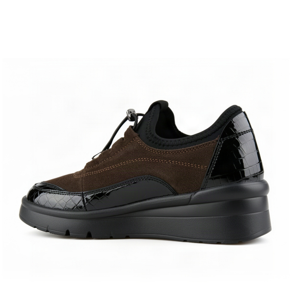 pantofi damă piele naturală/textil maro/negru 0163080