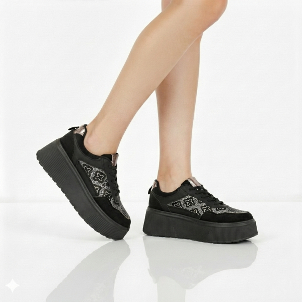 adidași damă textil/piele ecologică negru 0162713