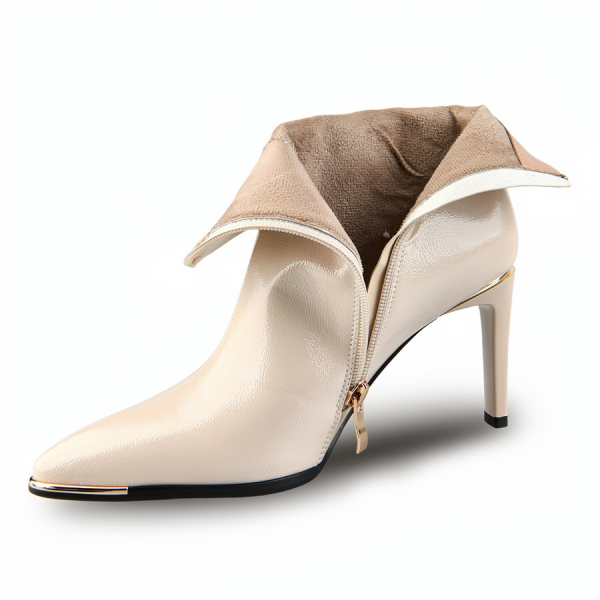 botine damă piele ecologică alb murdar 0162061