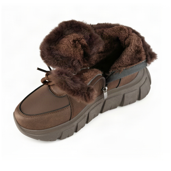 lady's boots synthetic leather/textile brown 0163381