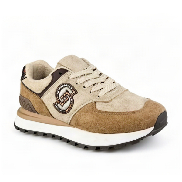 adidași damă textil/piele ecologică bej 0162580