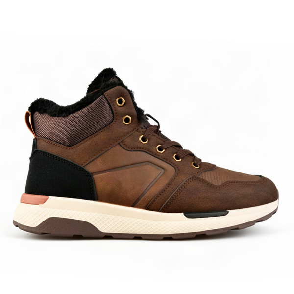 men's boots synthetic leather/textile brown