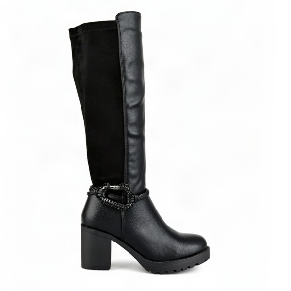 cizme damă textil/piele ecologică negru