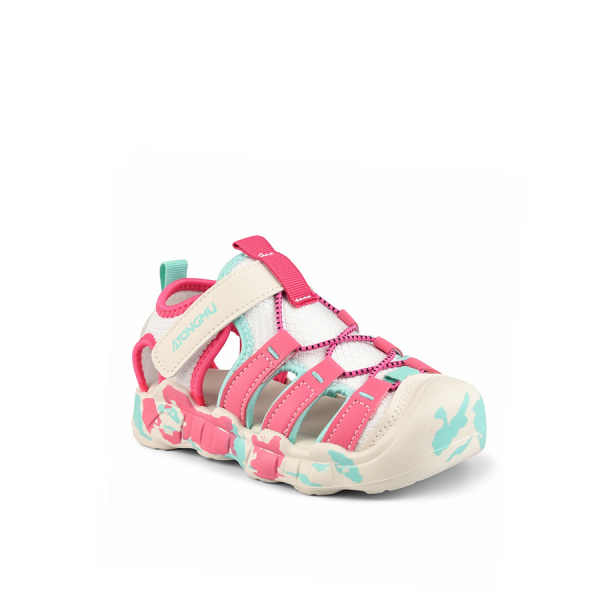 sandale copii piele ecologică/textil alb/roz 0161792