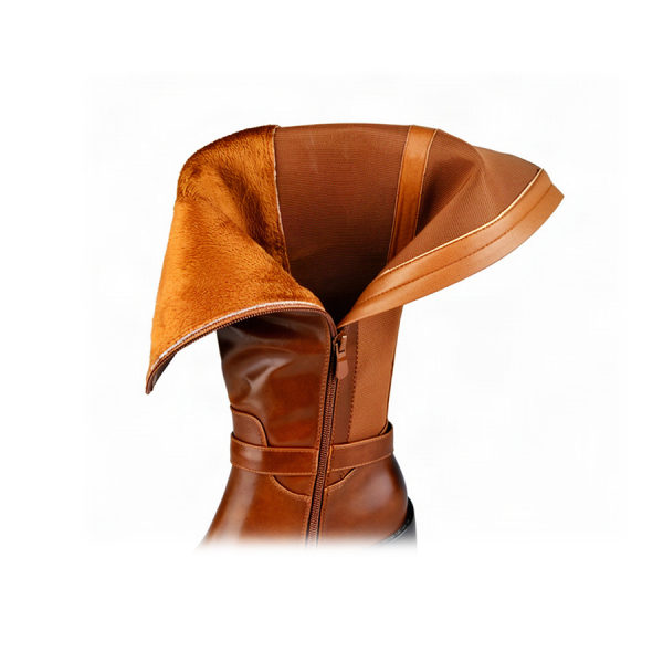 cizme damă piele ecologică/textil maro deschis 0162819