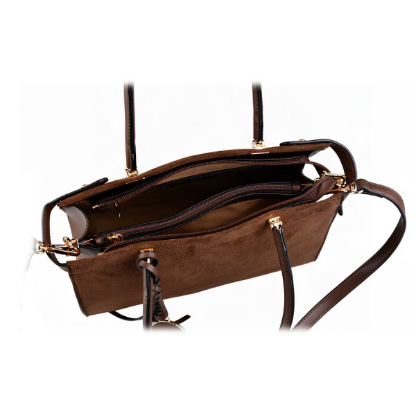 lady's bag synthetic leather/textile brown 0163270