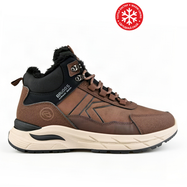 men's boots eco leather/textile brown