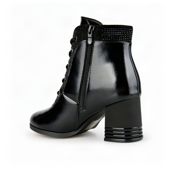 botine damă piele ecologică/textil negru 0162449