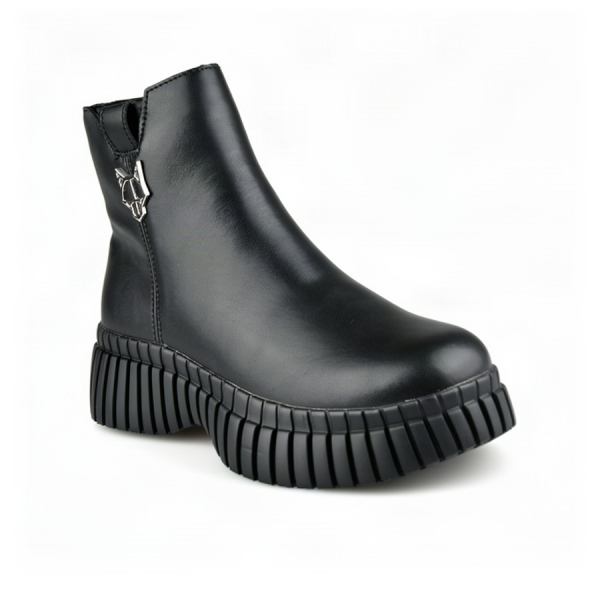 botine damă piele naturală negru 0163053