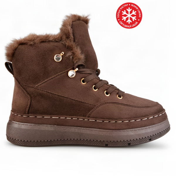 lady's boots textiles brown