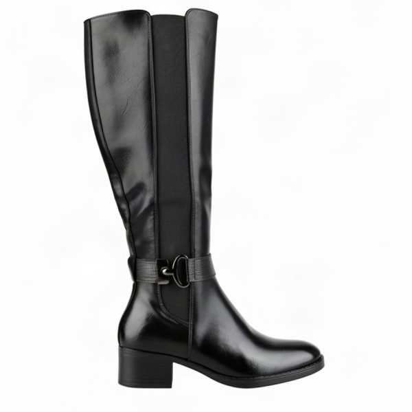 cizme damă piele ecologică/textil negru