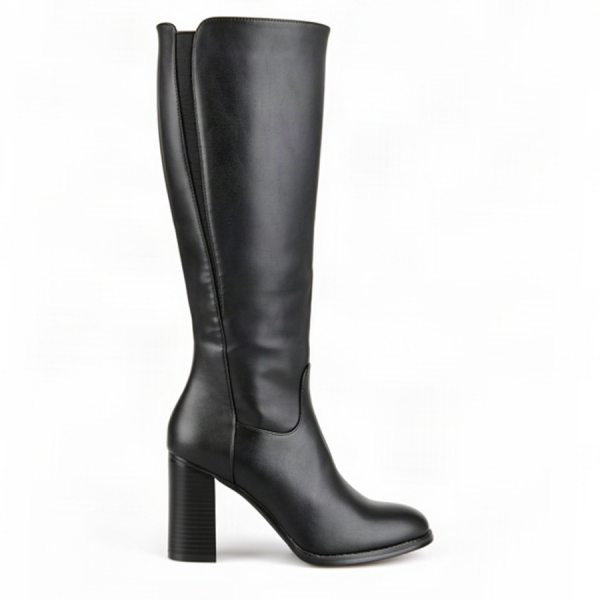 cizme damă piele ecologică/textil negru